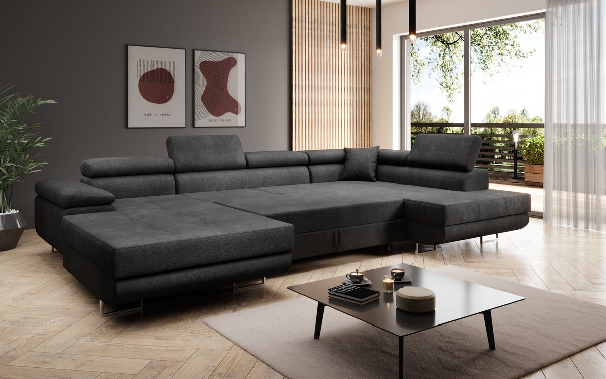 Designer Sofa Lago mit Schlaf - und Klappfunktion in Bouclé