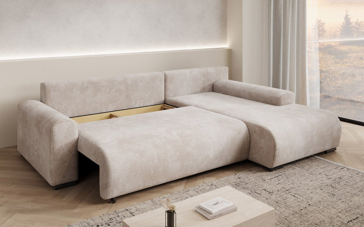 Designer Sofa Nelly mit Schlaffunktion und Stauraum
