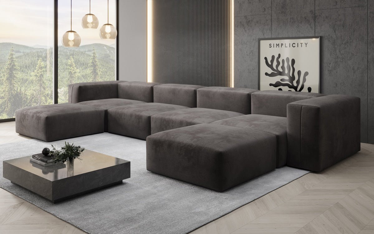 Designer U Sofa Snug in Samt