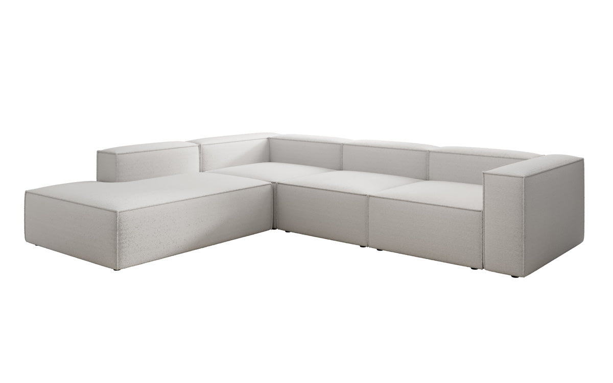 Designer Sofa Lesley L with long ottoman in Bouclé