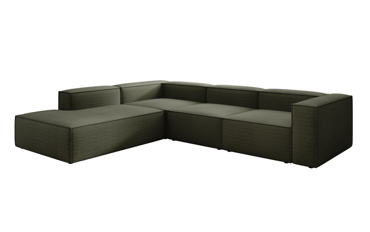 Designer Sofa Lesley L with long ottoman in Bouclé