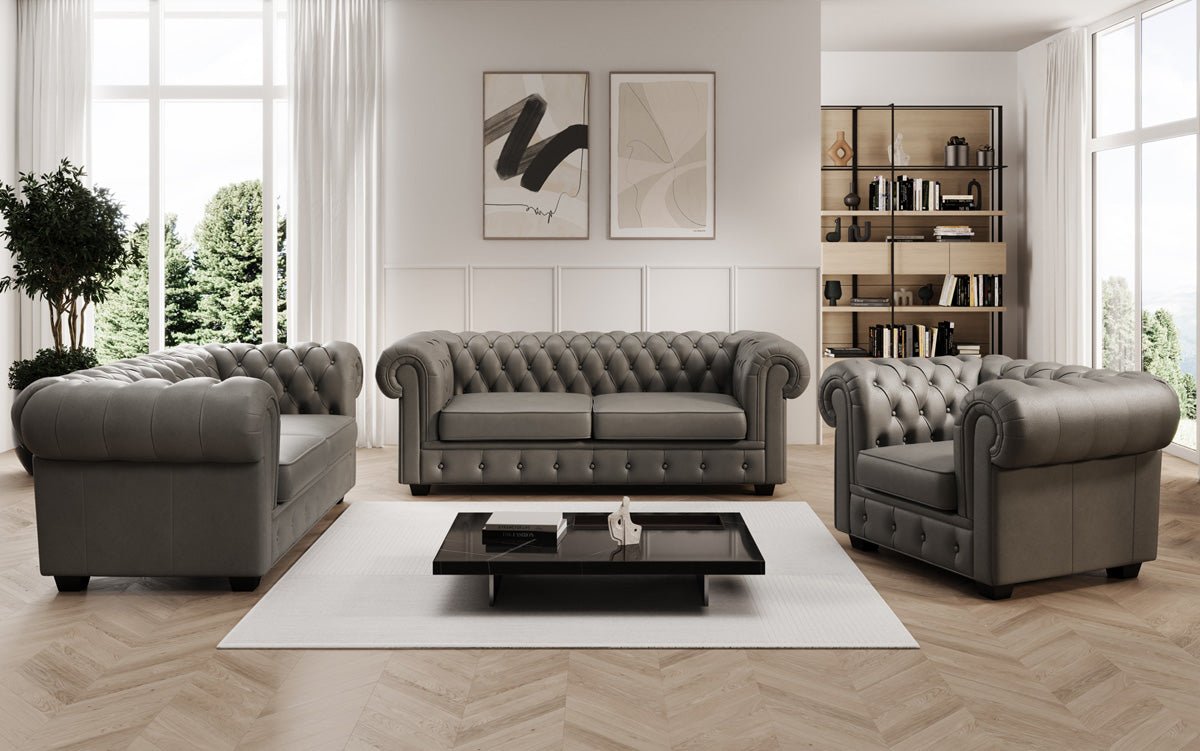 Chesterfield 3 Sitzer Sofa Royal in Echtleder