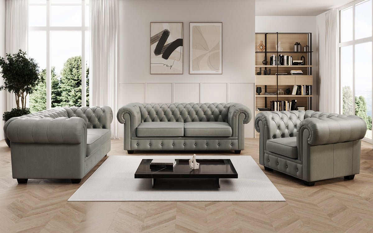 Chesterfield 3 Sitzer Sofa Royal in Echtleder