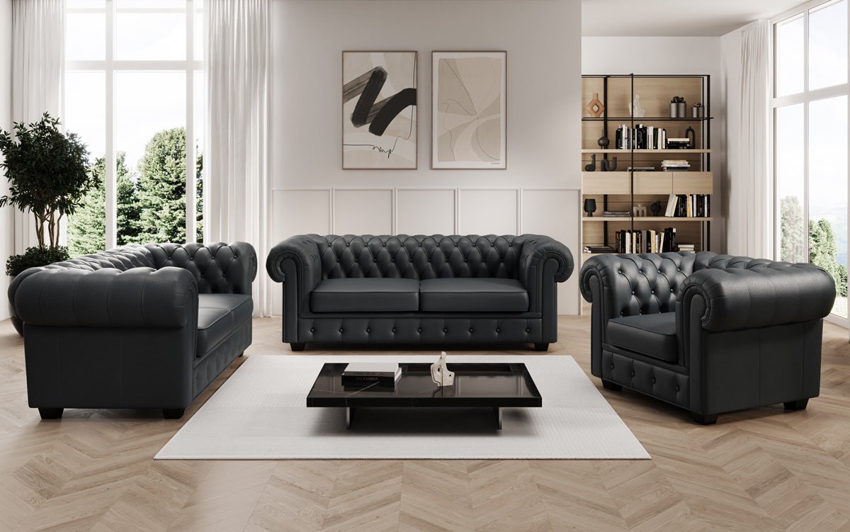 Chesterfield 3 Sitzer Sofa Royal in Echtleder