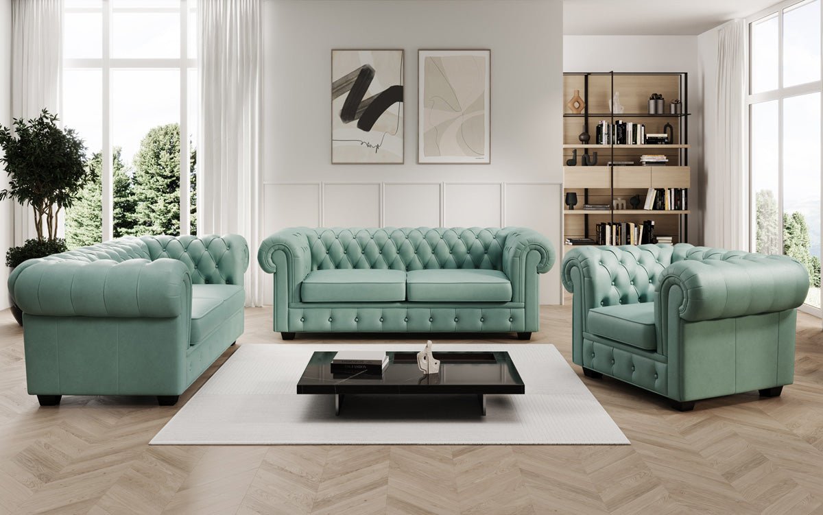 Chesterfield 3 Sitzer Sofa Royal in Echtleder