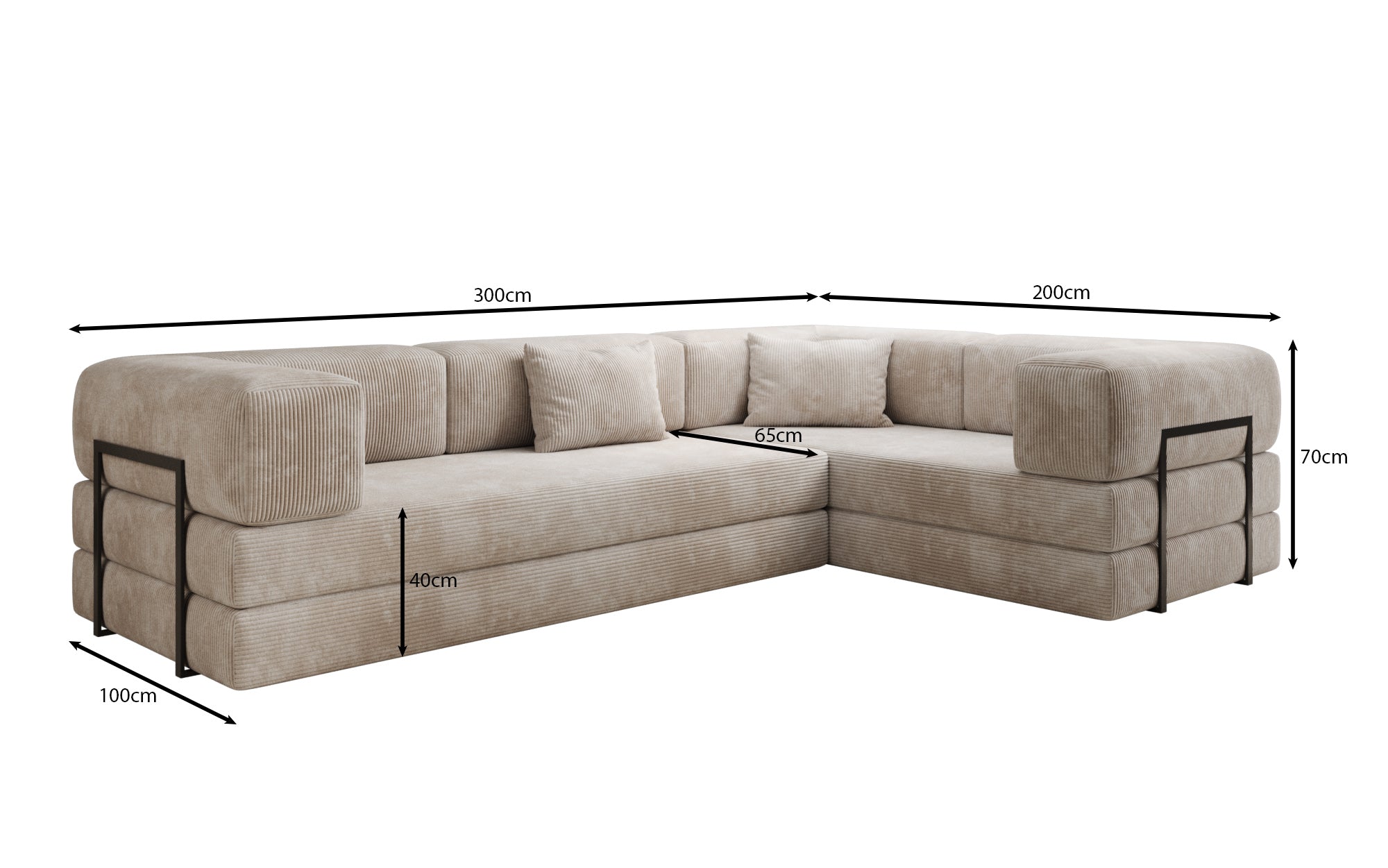 Designer Sofa Lazy L closed in Cord
