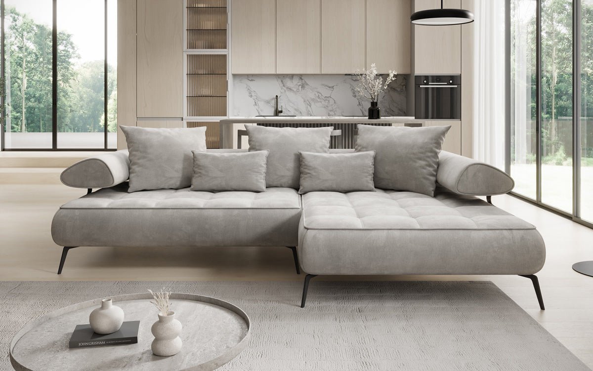 Designer Sofa Sydney L II velvet with electric sleeping function