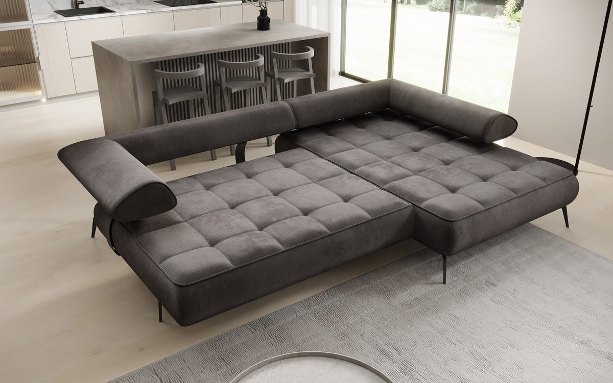 Designer Sofa Sydney L II velvet with electric sleeping function