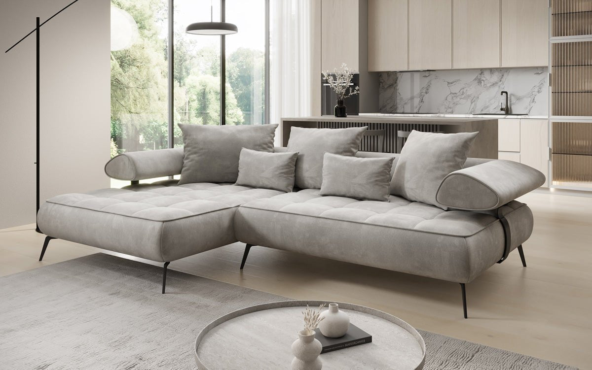 Designer Sofa Sydney L II velvet with electric sleeping function