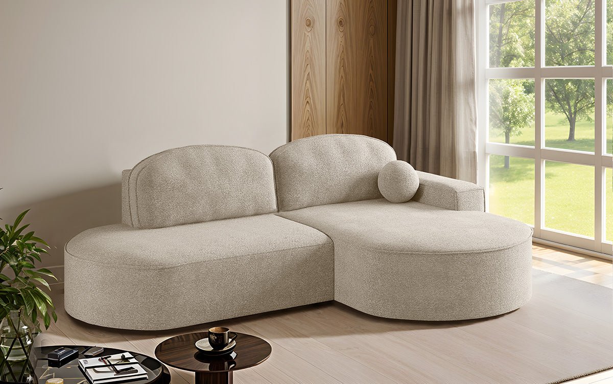 Designer Sofa Lenny Bouclé mit Schlaf- und Klappfunktion