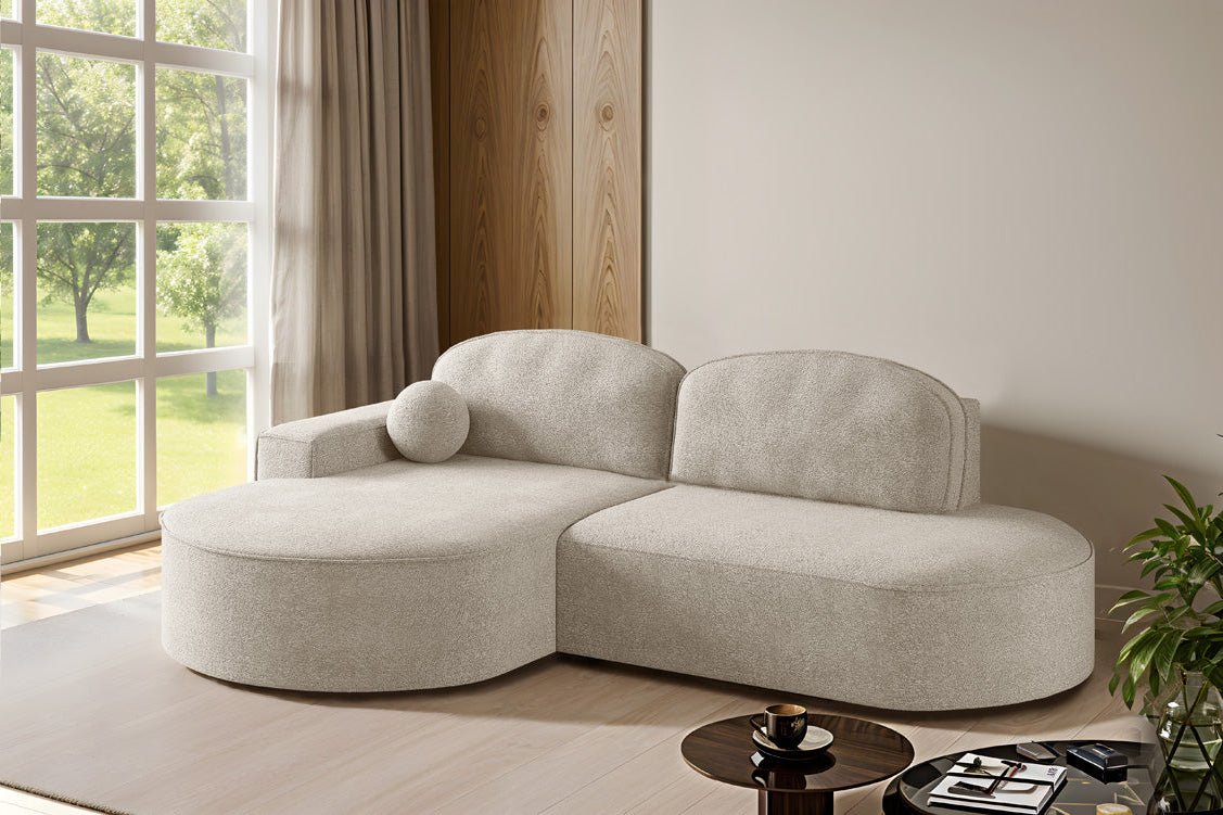 Designer Sofa Lenny Bouclé mit Schlaf- und Klappfunktion