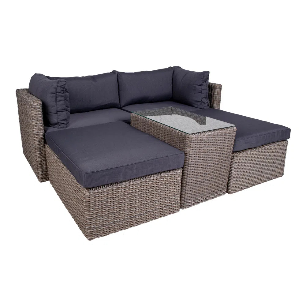 Garten Lounge Set Livorno Grau aus Polyrattan