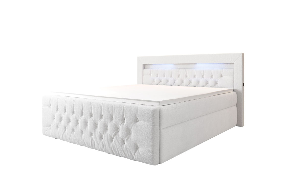 Boxspringbett Menzogna Bouclé mit LED und Stauraum (2 Schubladen)