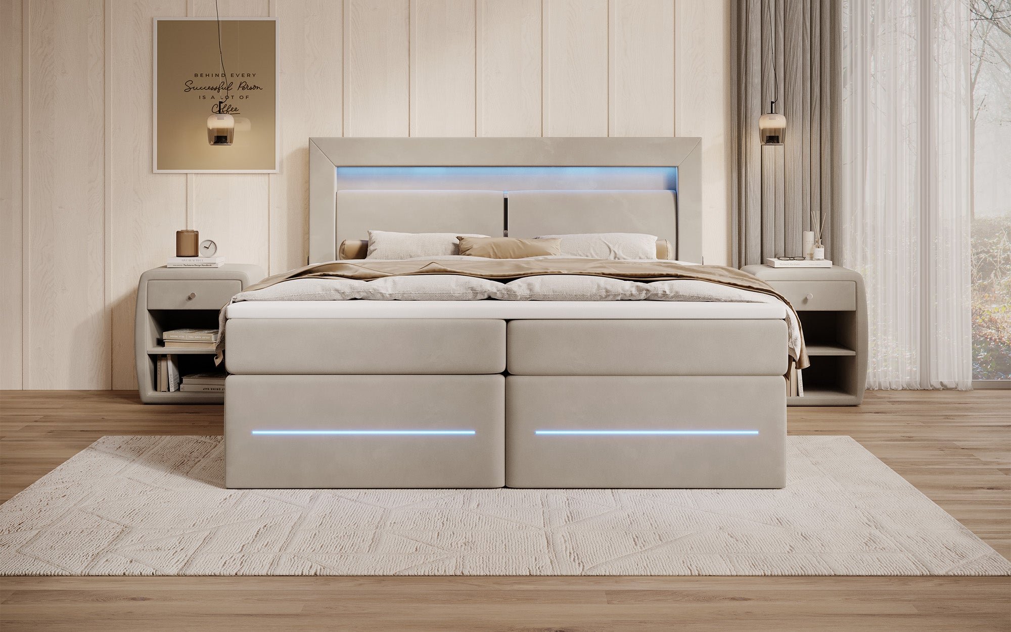 Boxspringbett Minera mit LED, USB und Stauraum