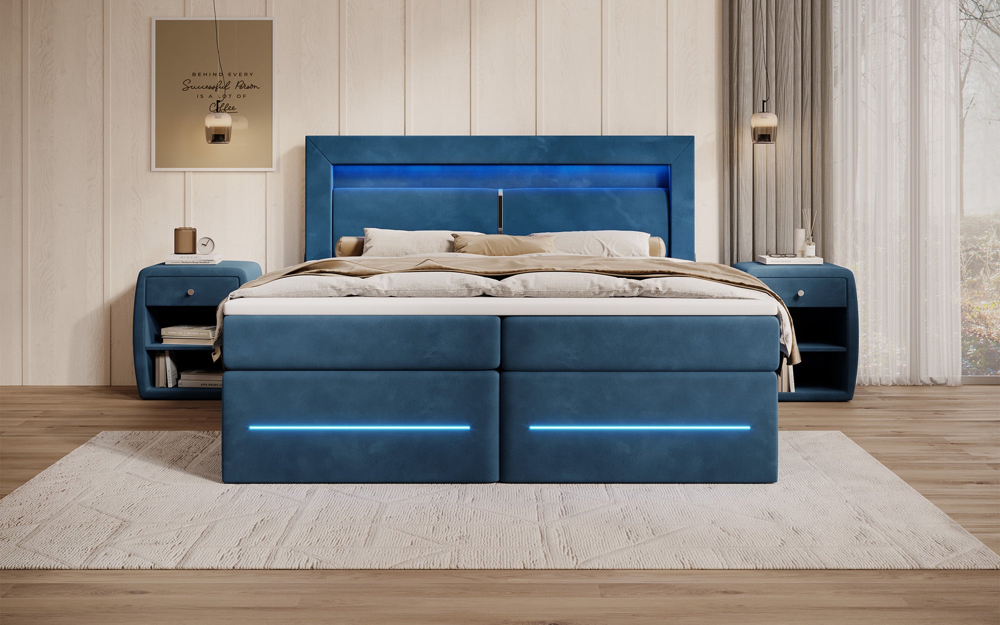 Boxspringbett Minera mit LED, USB und Stauraum