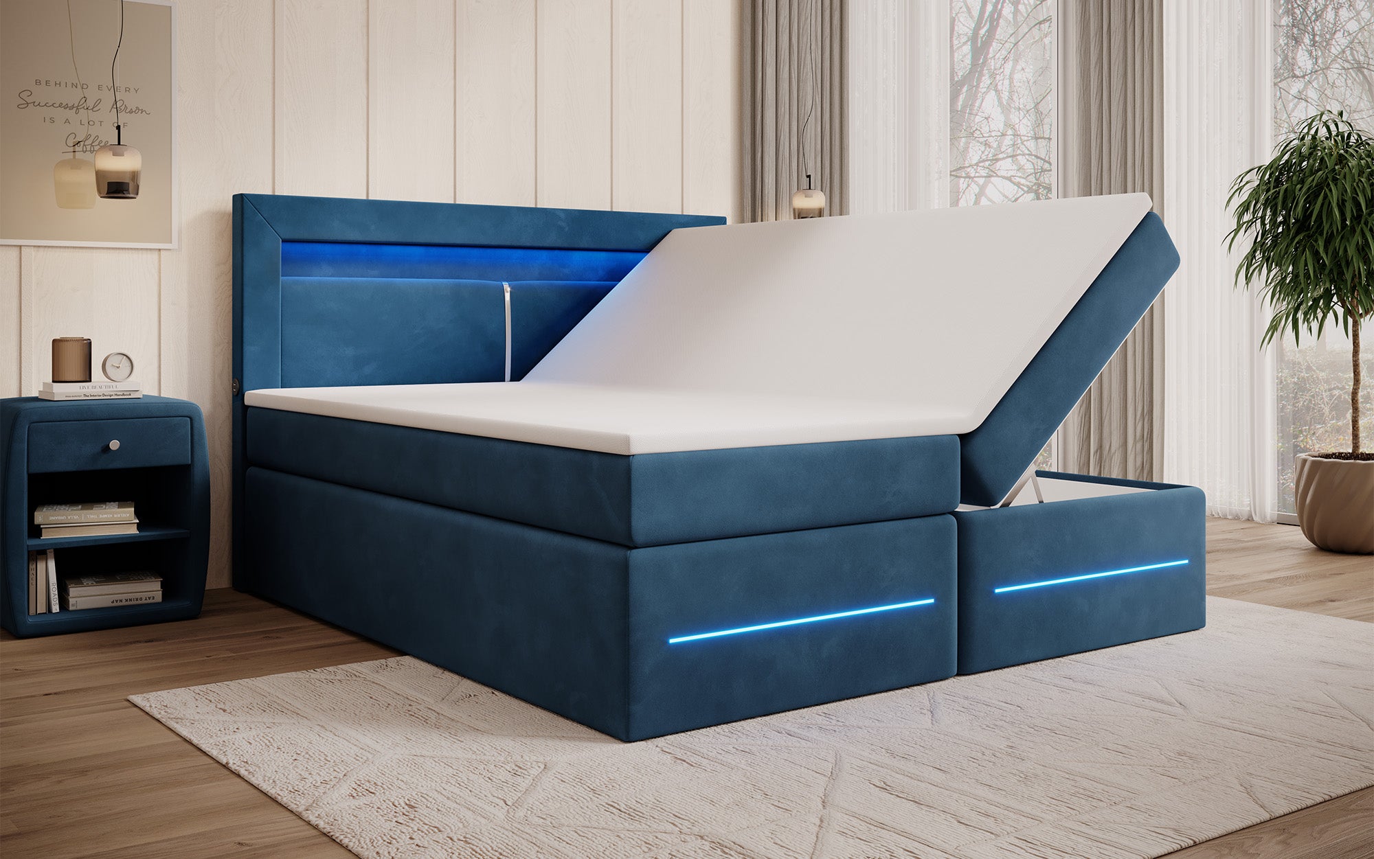 Boxspringbett Minera mit LED, USB und Stauraum