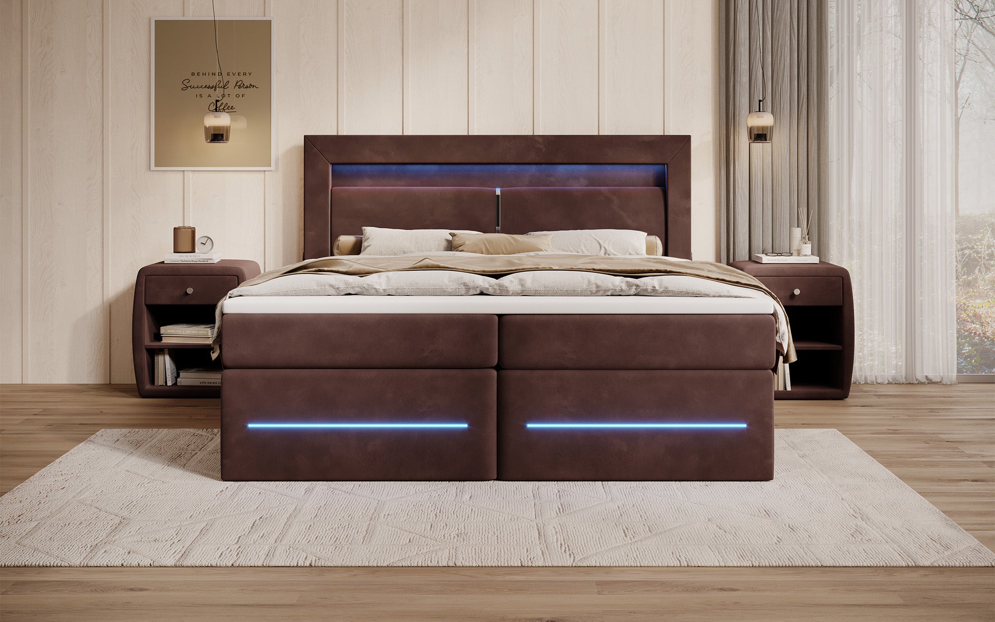 Boxspringbett Minera mit LED, USB und Stauraum