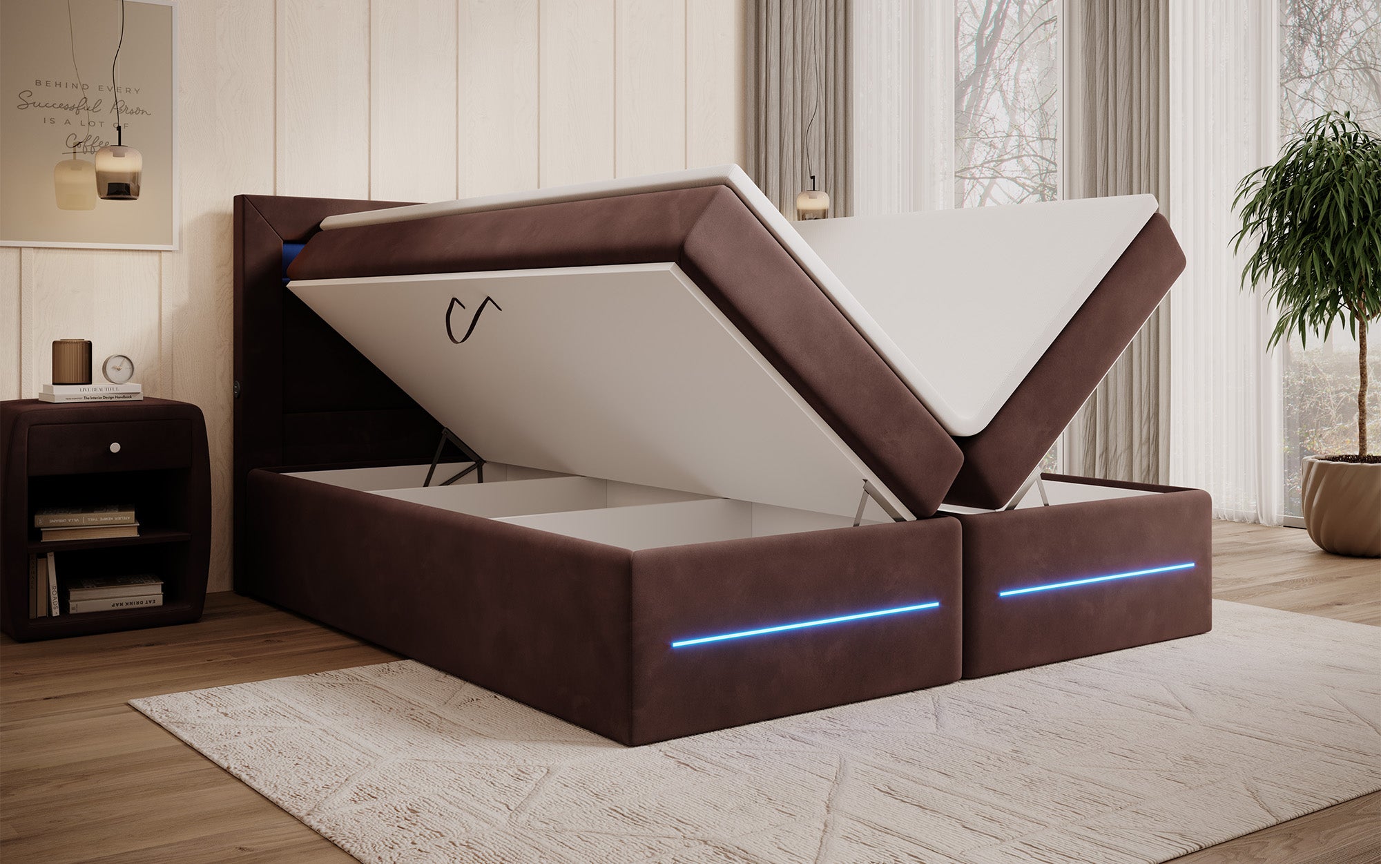 Boxspringbett Minera mit LED, USB und Stauraum