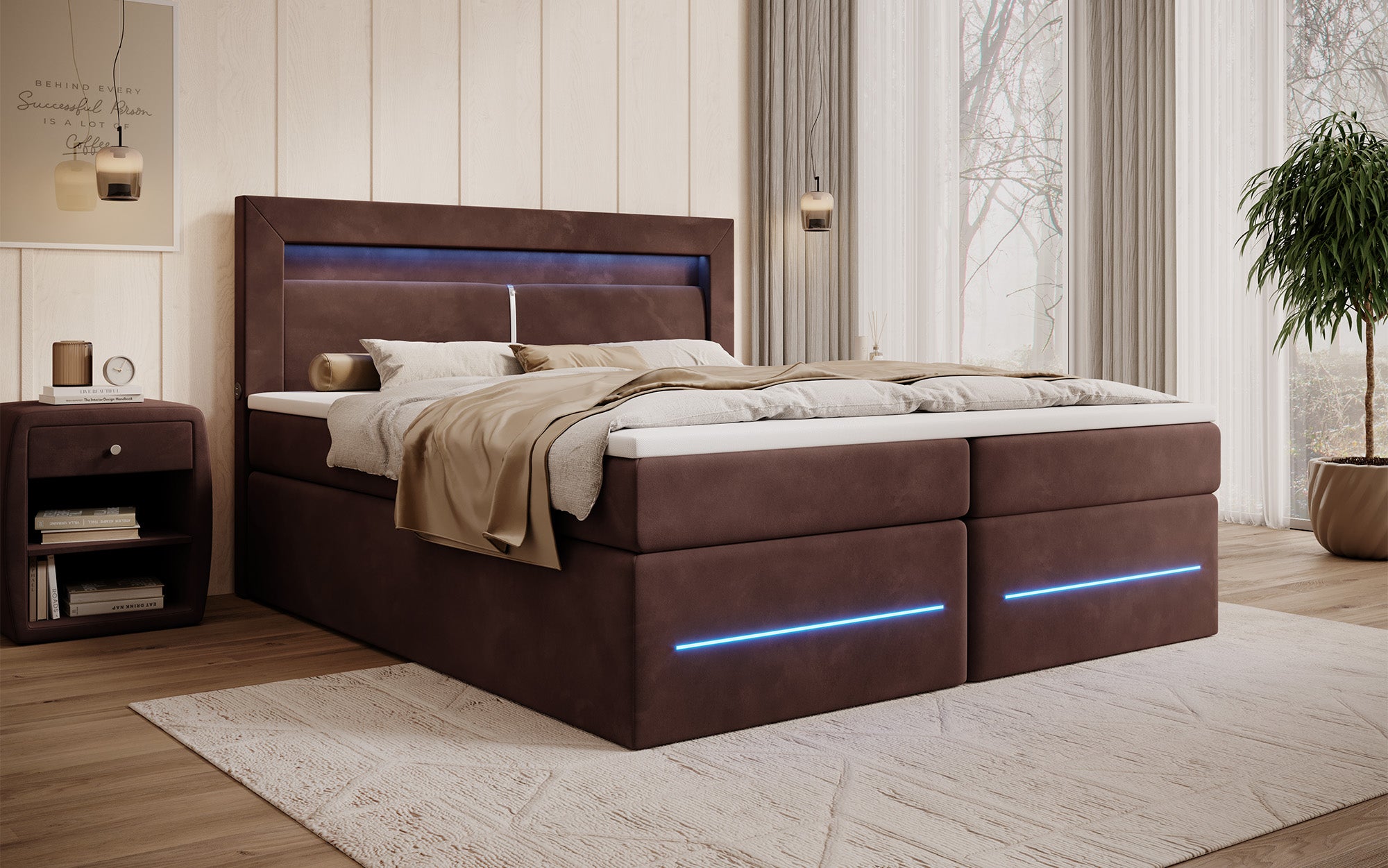 Boxspringbett Minera mit LED, USB und Stauraum