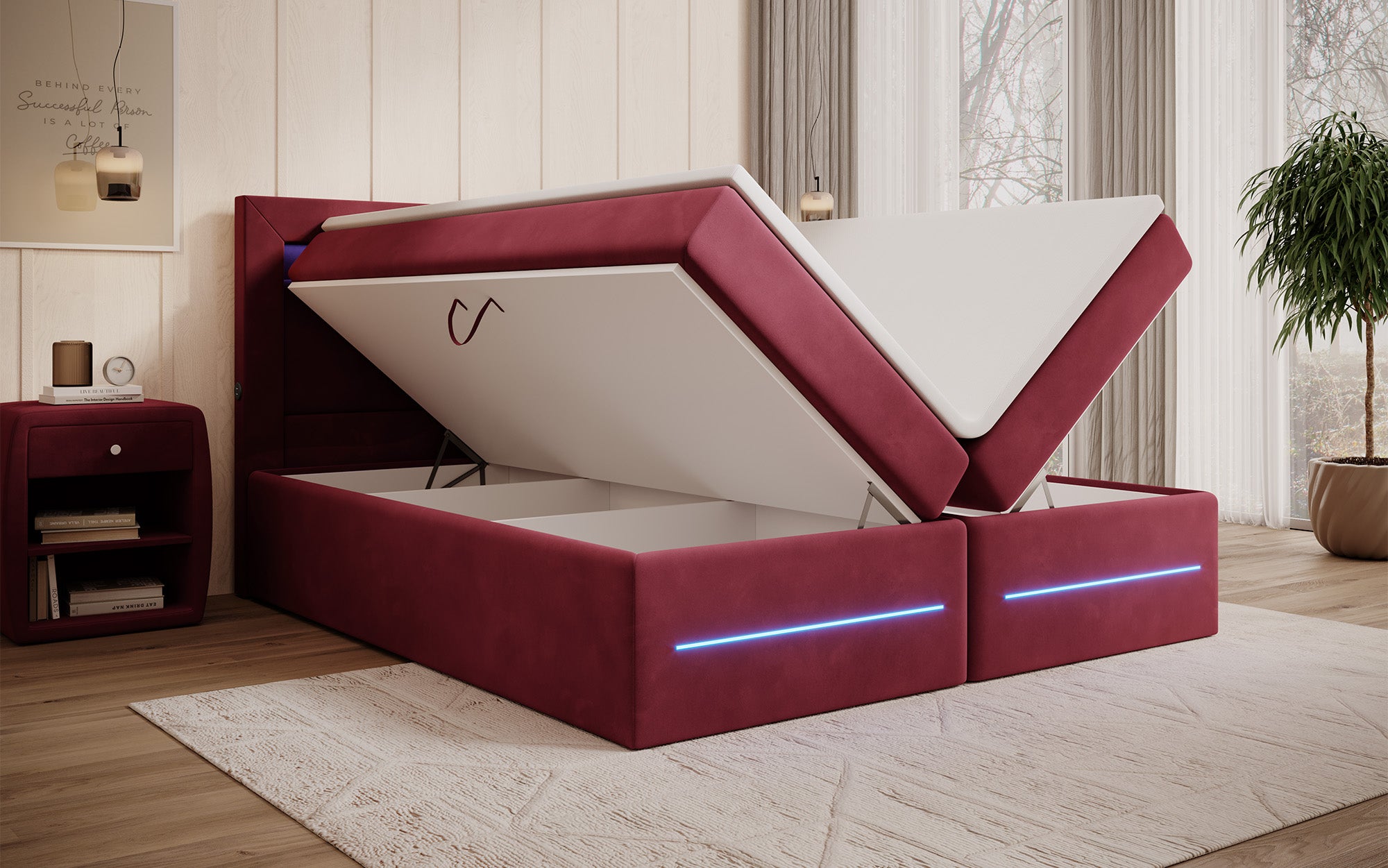 Boxspringbett Minera mit LED, USB und Stauraum