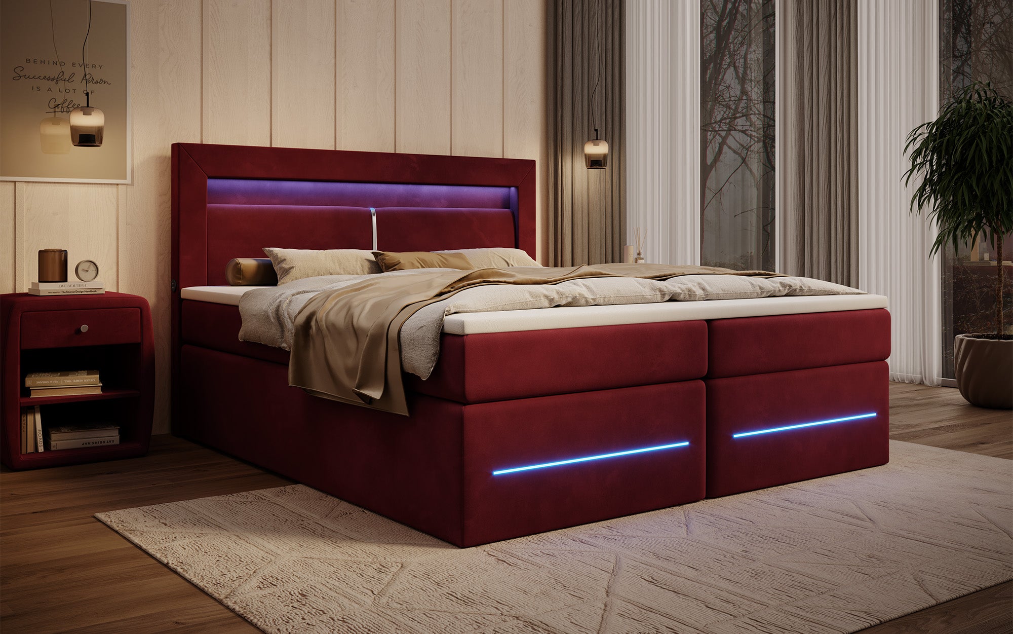 Boxspringbett Minera mit LED, USB und Stauraum