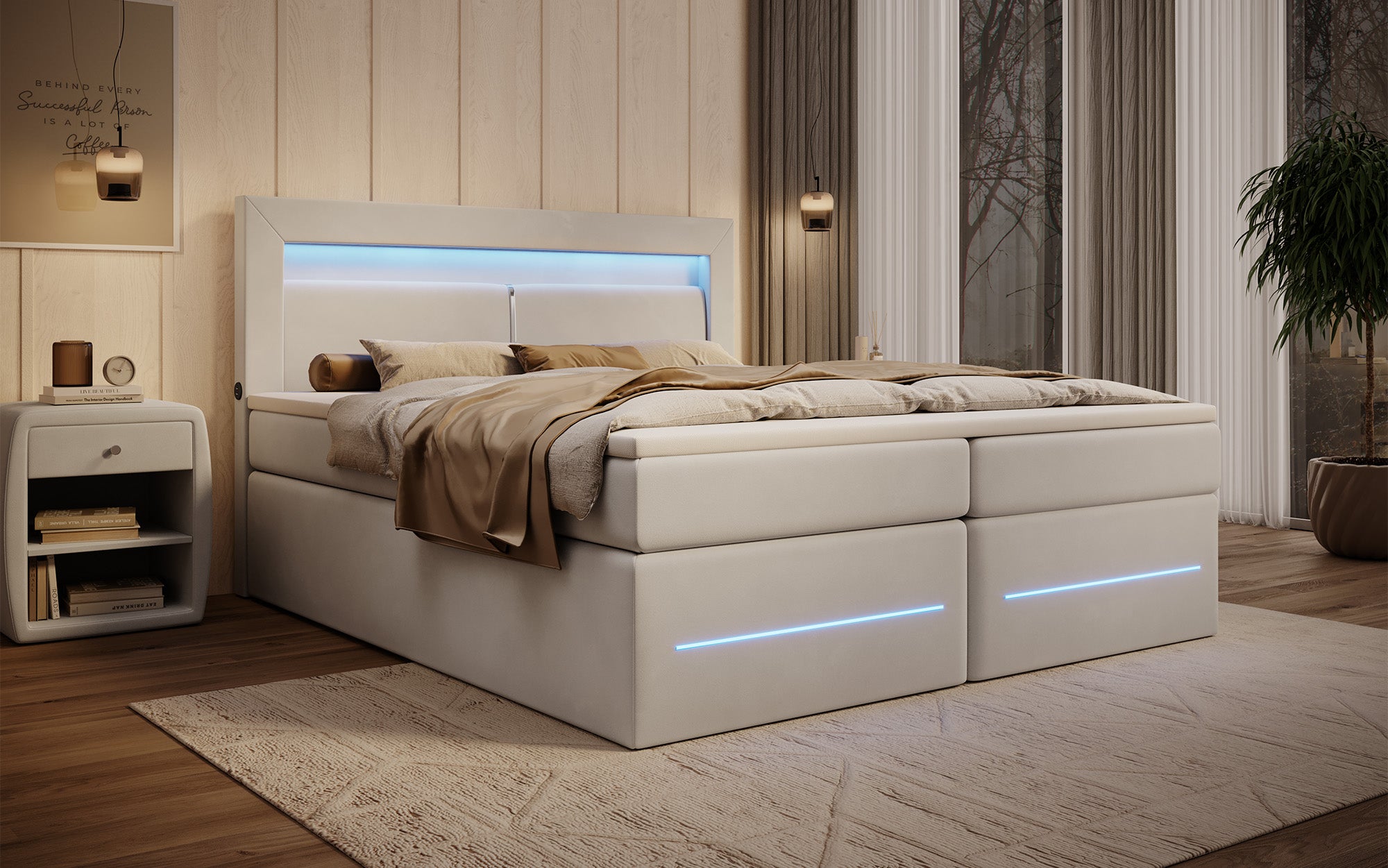 Boxspringbett Minera mit LED, USB und Stauraum