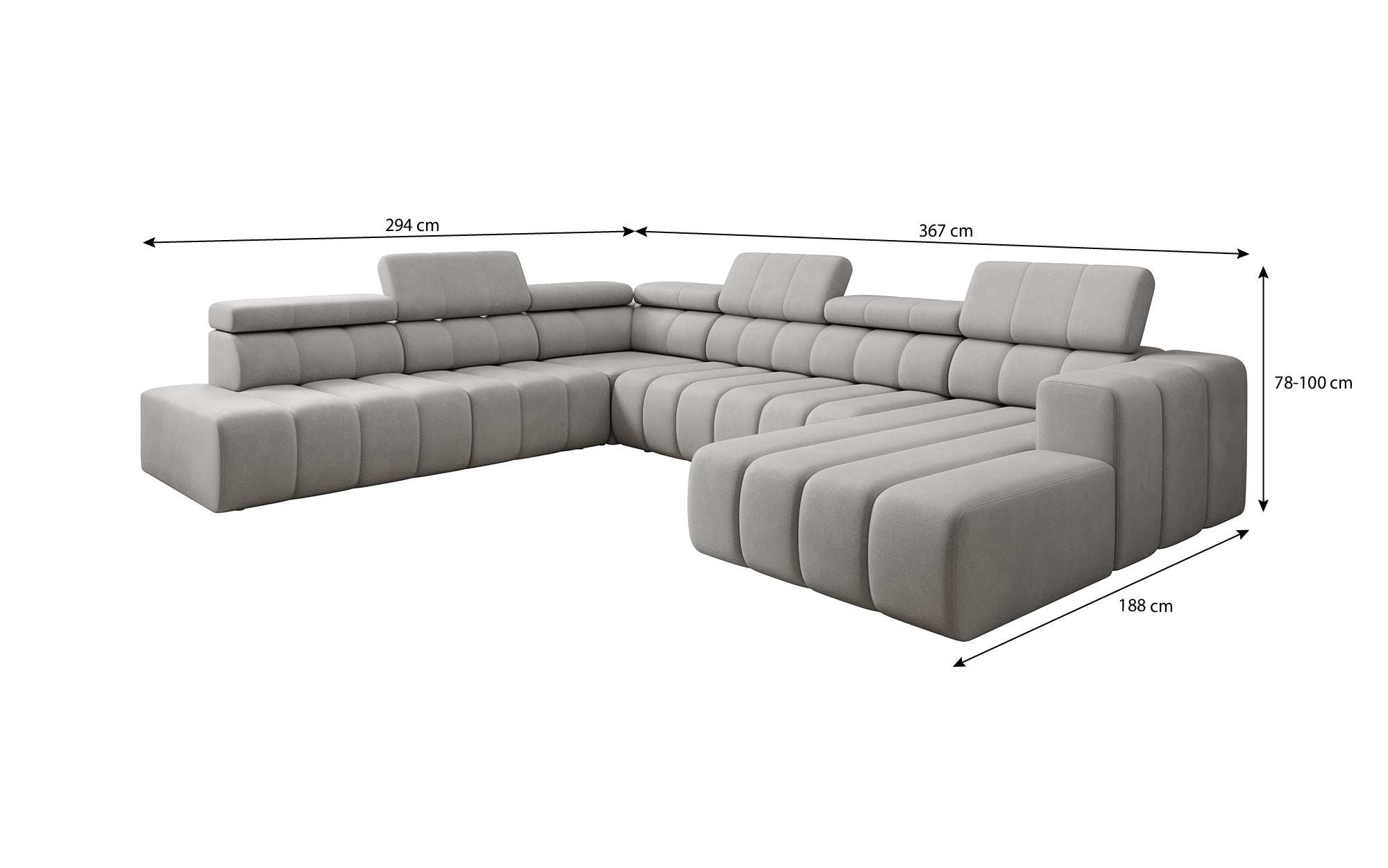 Designer Sofa Aurora Maxi mit elektrischer Sitzerweiterung