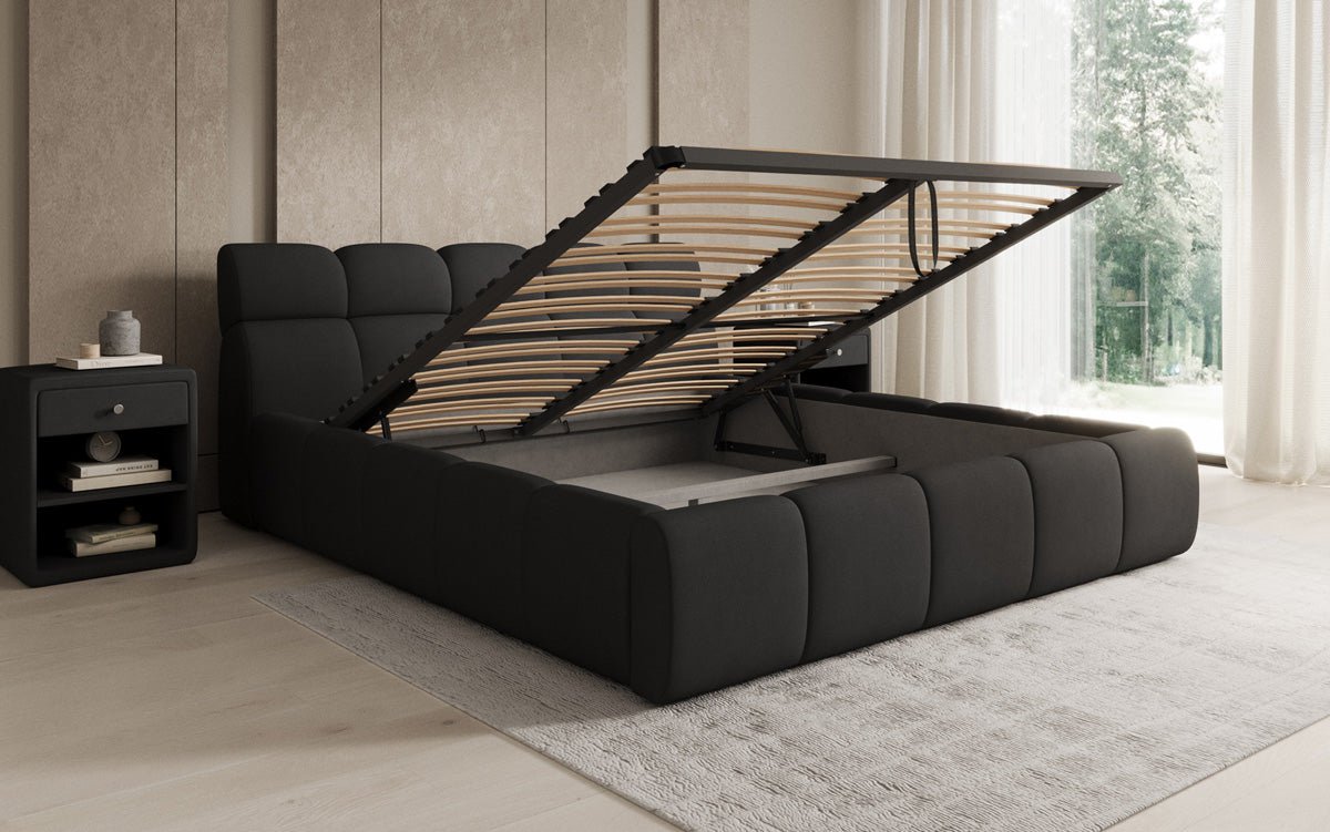 Designer Upholstered Bed Dallas Fabric with Storage