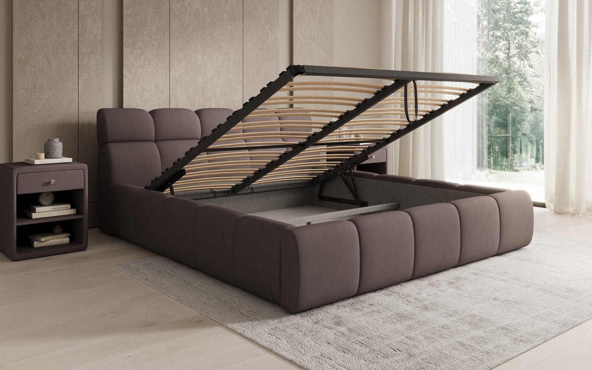 Designer Upholstered Bed Dallas Fabric with Storage