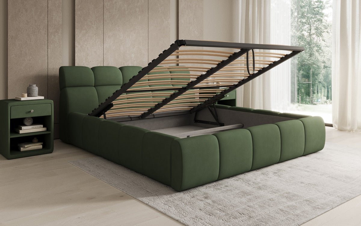 Designer Upholstered Bed Dallas Fabric with Storage