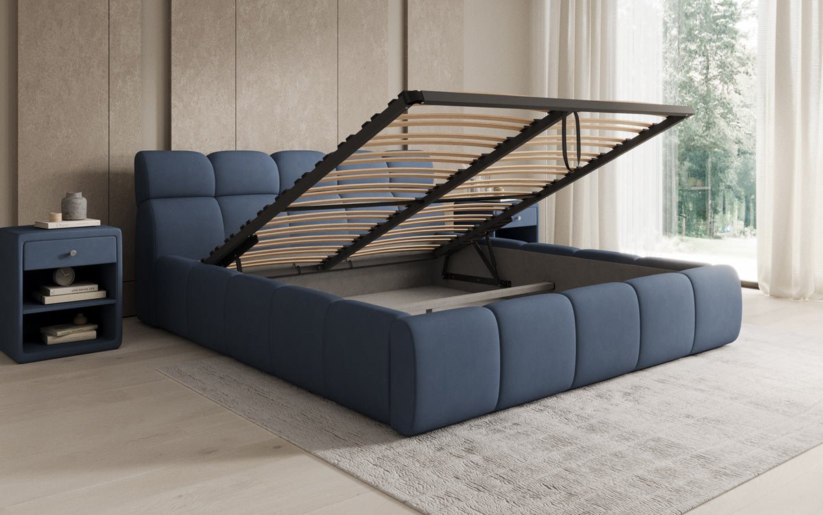 Designer Upholstered Bed Dallas Fabric with Storage