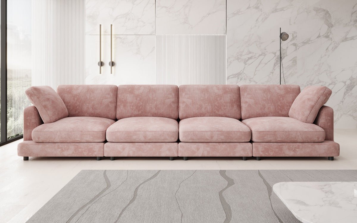 Designer 4-Seater Sofa Thalessa in Corduroy