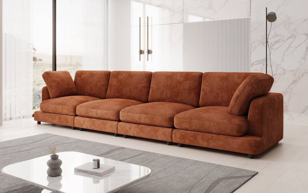 Designer 4-Seater Sofa Thalessa in Corduroy