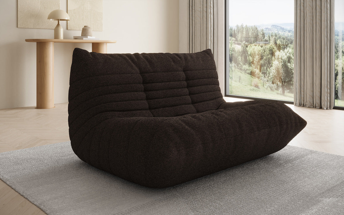 Designer 2-Seater Sofa Calmo in Teddy Bouclé