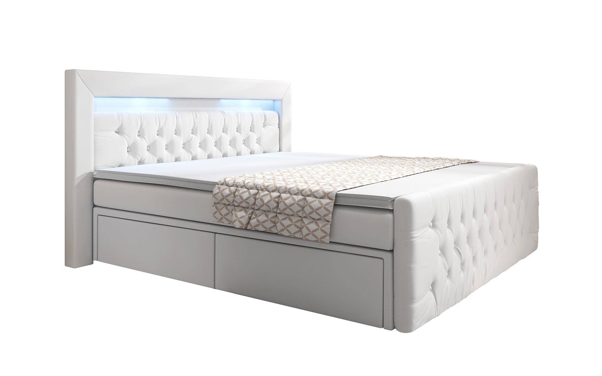 Boxspringbett Menzogna mit LED und Stauraum (2 Schubladen)