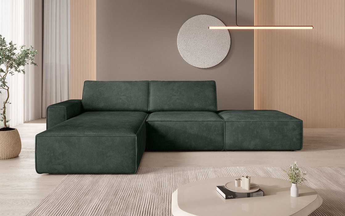 Modulares Ecksofa Yuma mit Beistellhocker aus Cord