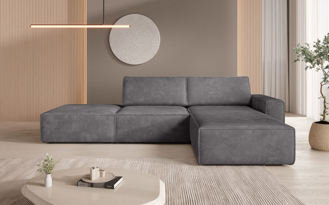 Modulares Ecksofa Yuma mit Beistellhocker aus Cord