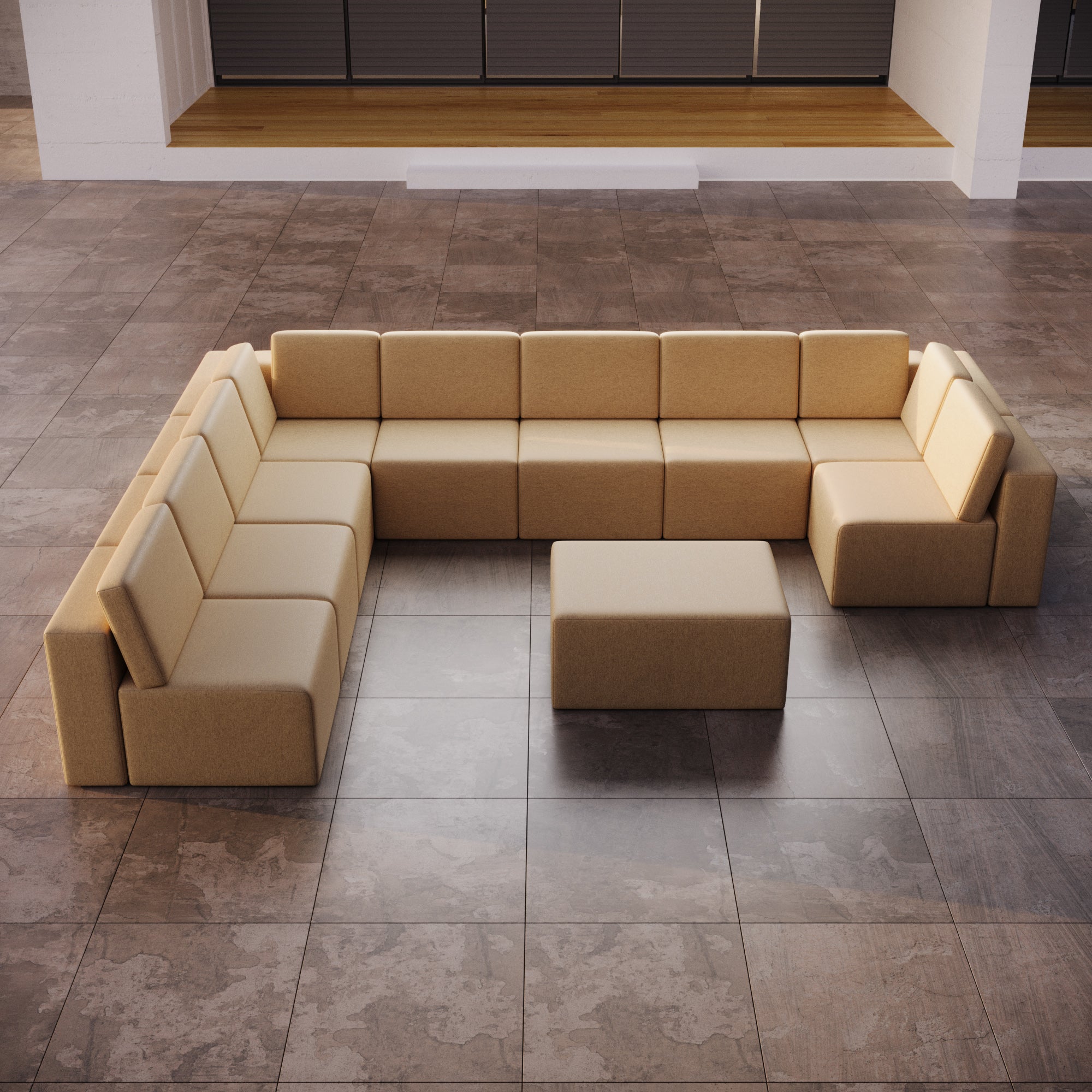 Modulares Gartensofa Eden U open mit Beistellhocker