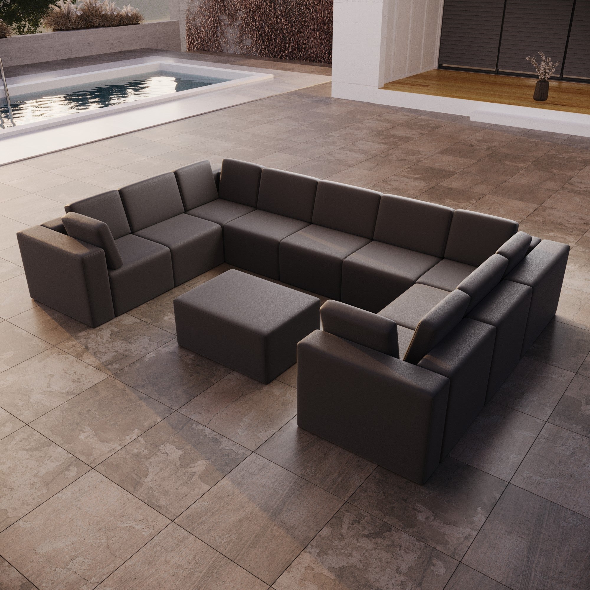 Bezug für Gartensofa Eden U closed mit Beistellhocker