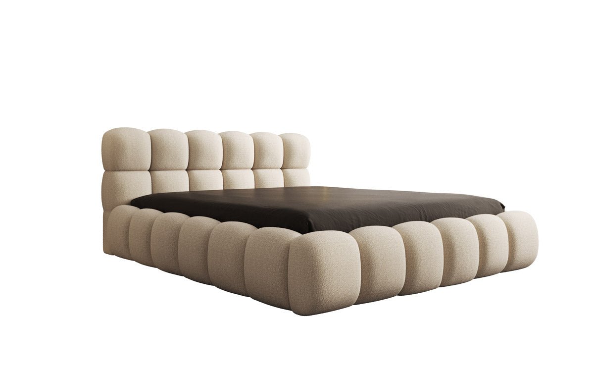 Designer Polsterbett Boston Bouclé mit Stauraum inkl. Aufbau