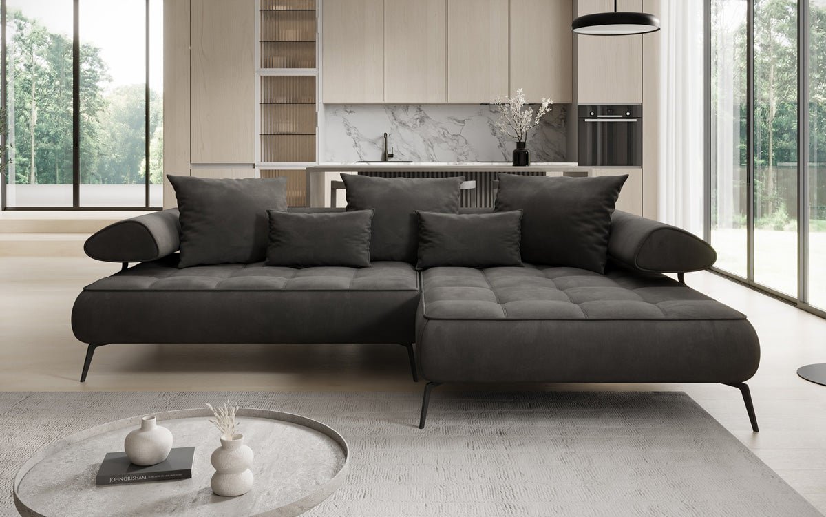 Designer Sofa Sydney L II velvet with electric sleeping function