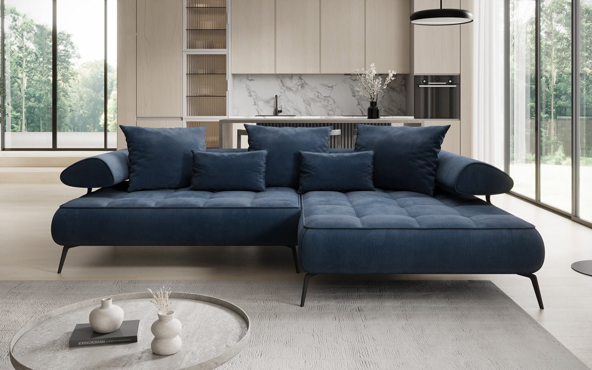 Designer Sofa Sydney L II velvet with electric sleeping function