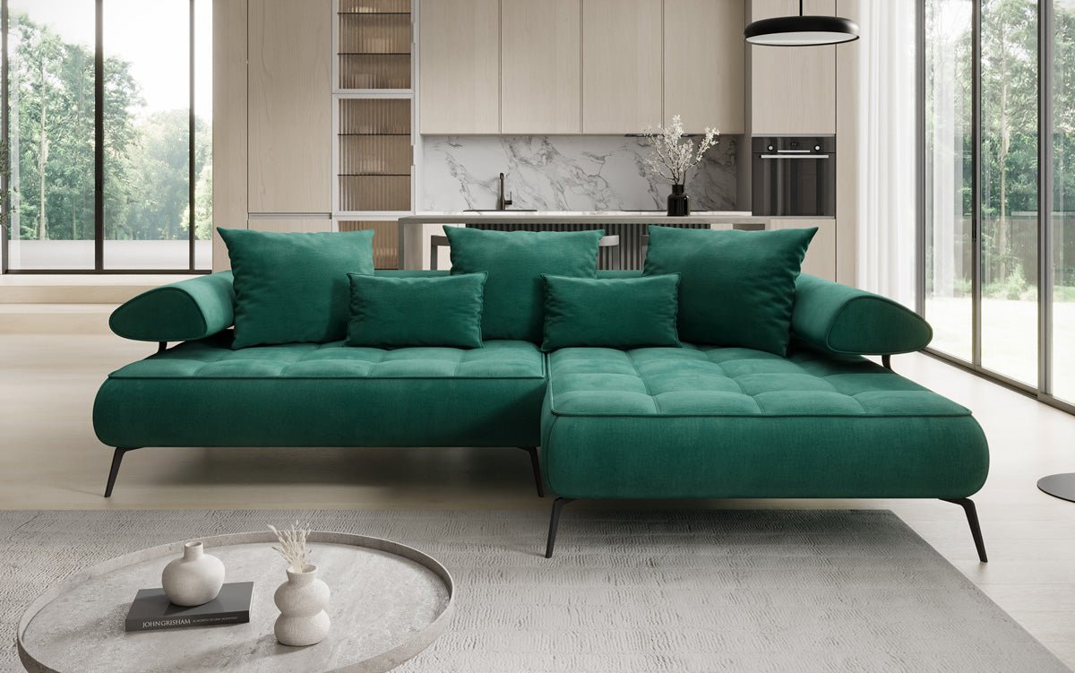 Designer Sofa Sydney L II velvet with electric sleeping function