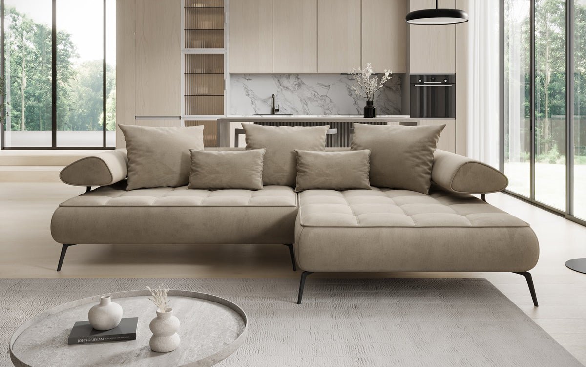 Designer Sofa Sydney L II velvet with electric sleeping function
