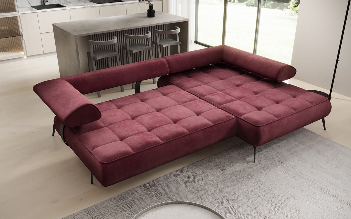 Designer Sofa Sydney L II velvet with electric sleeping function