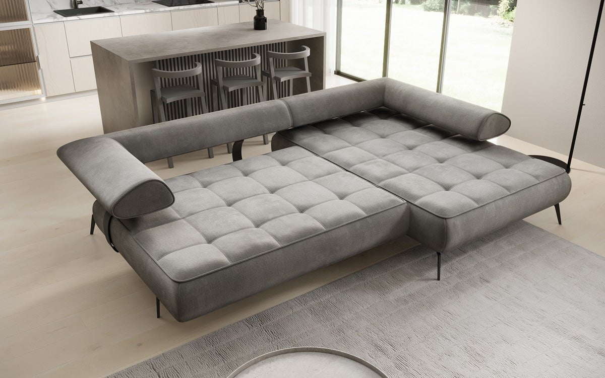 Designer Sofa Sydney L II velvet with electric sleeping function