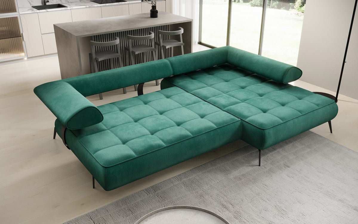 Designer Sofa Sydney L II velvet with electric sleeping function