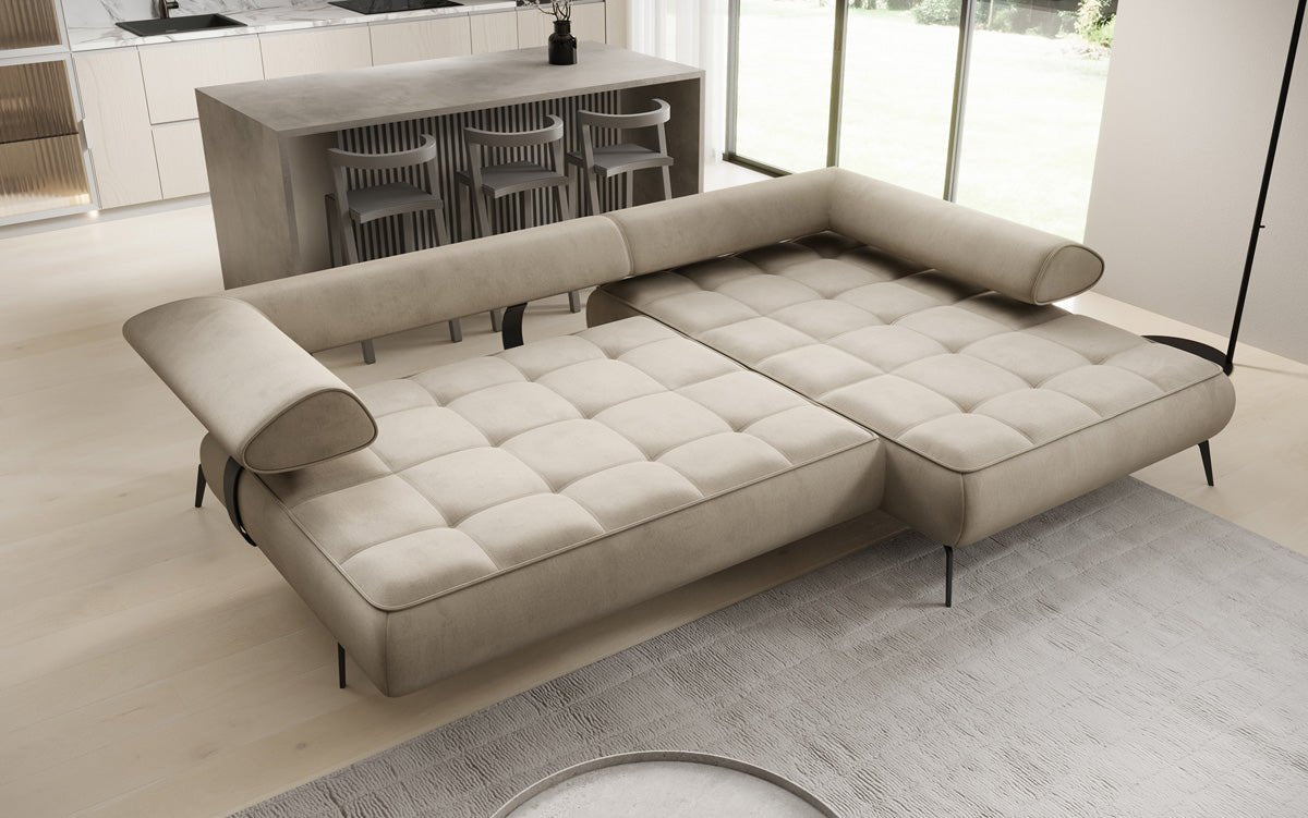 Designer Sofa Sydney L II velvet with electric sleeping function
