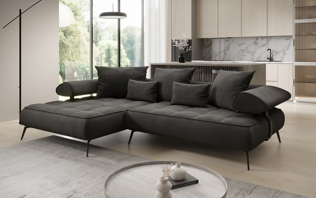 Designer Sofa Sydney L II velvet with electric sleeping function