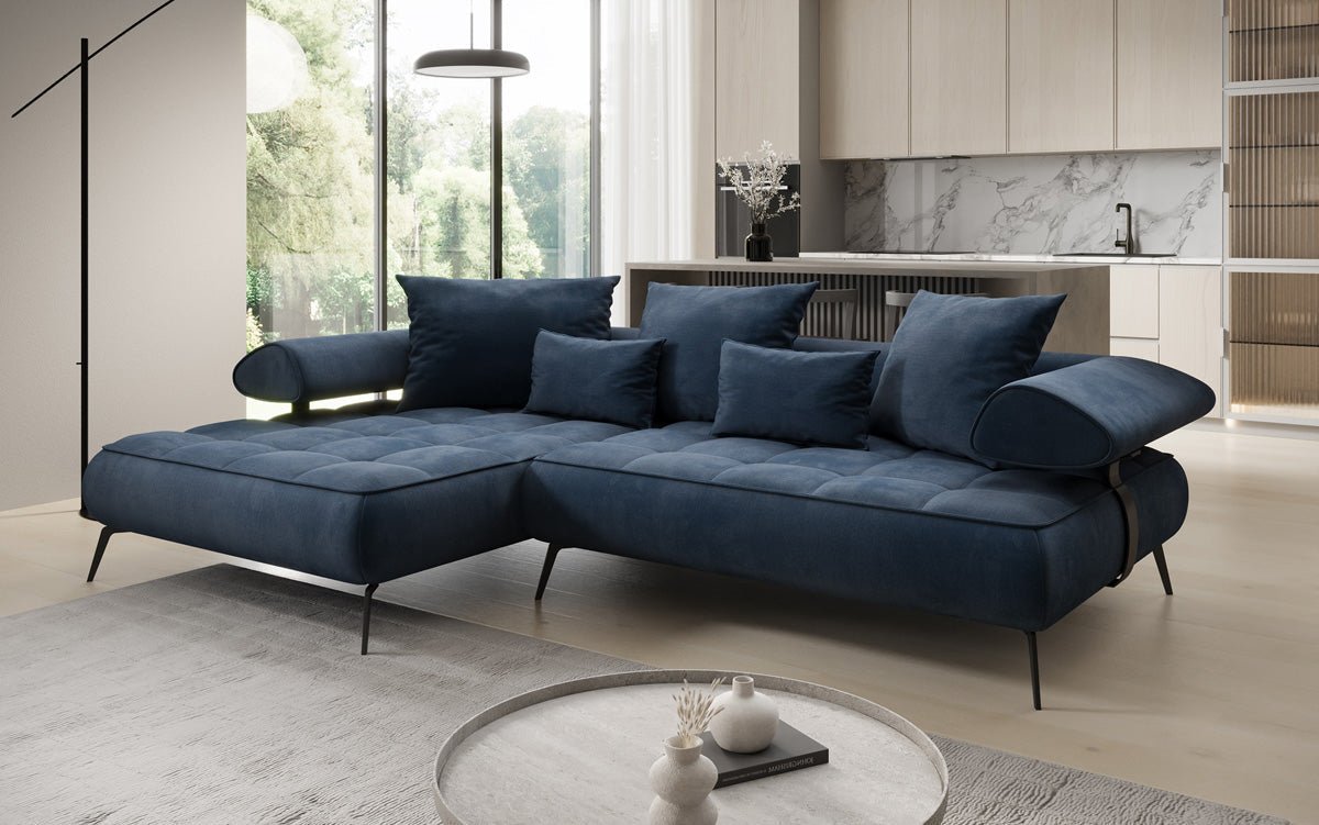 Designer Sofa Sydney L II velvet with electric sleeping function